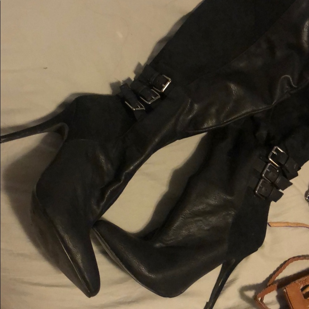 Knee high 4 inch heel boots